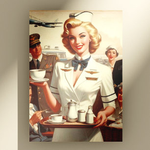 Vintage stjuard pinup vykort
