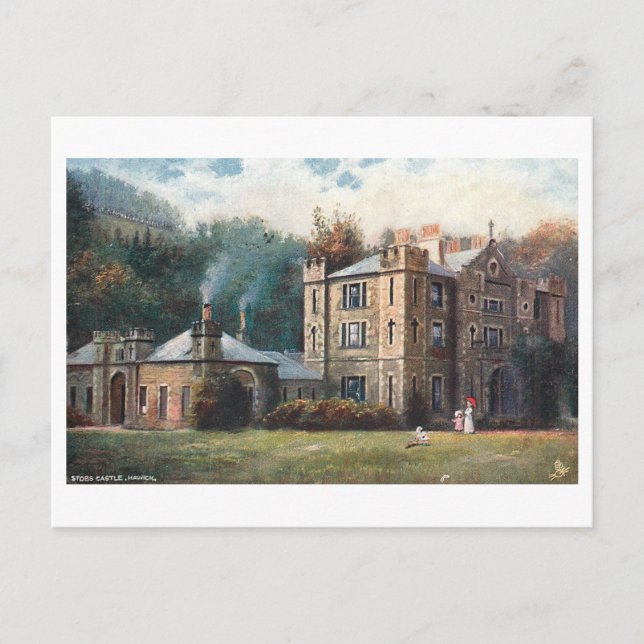 Vintage Stobs Castle, Hawick, Skottland Vykort (Framsida)