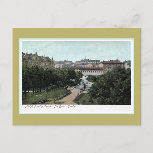 Vintage Stockholm Sverige Alfred Fredriks Square Vykort (Framsida)