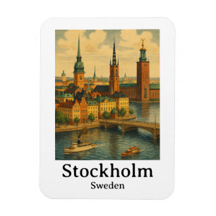 Vintage Stockholm Sverige Nordic Travel Magnet
