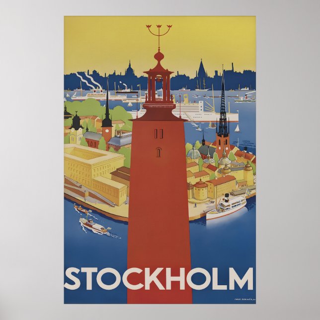 Vintage Stockholm Sverige Resa Affisch (Framsidan)