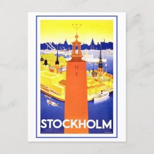Vintage Stockholm Travel Poster Vykort
