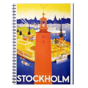 Vintage Stockholms Sverige Anteckningsbok Med Spiral