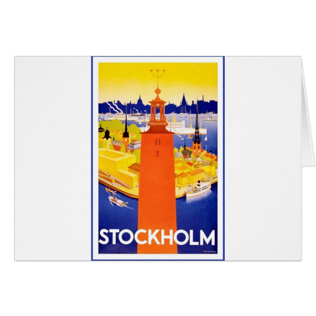 Vintage Stockholms Sverige Hälsningskort (Framsidan Horizontal)