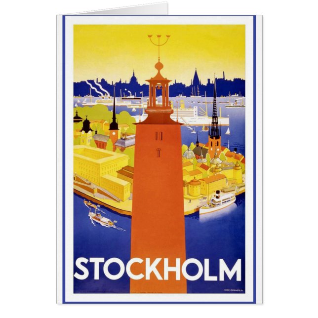 Vintage Stockholms Sverige Hälsningskort (Framsidan)