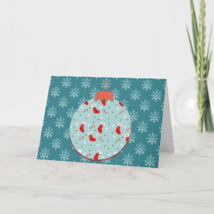 Vintage Stocking Snowflake Ornament jul Card Kort