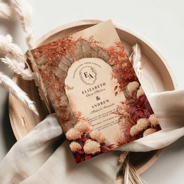 Vintage Stone Arch Fall Wedding Inbjudningar (Skapare uppladdad)