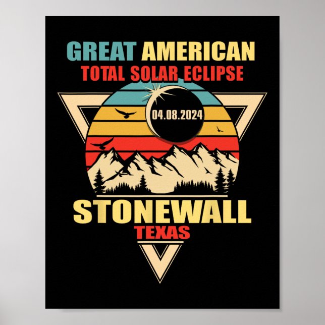 Vintage Stonewall Texas Total Solar Eclipse 2024 Poster (Framsidan)