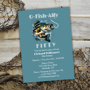 Vintage Stor Fisk Bait OFishAlly 50-årsdag Inbjudningar