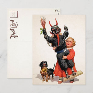 Vintage stor Krampus-docka vykort