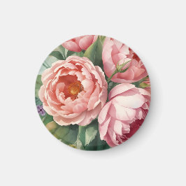 Vintage Stora Rosa Blommor Magnet