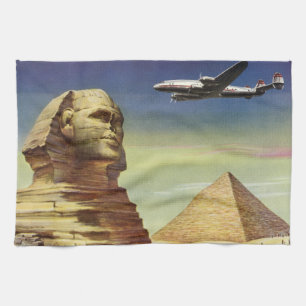 Vintage Stora Sfingen i Giza, pyramiderna i Egypte Kökshandduk