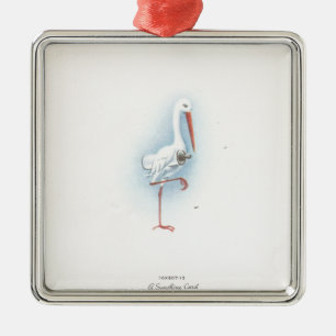 Vintage Stork Julgransprydnad Metall