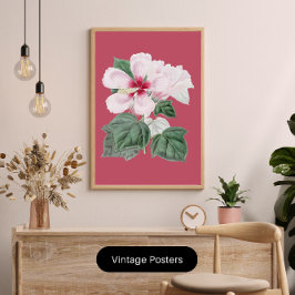 vintage storslagen hibiskus kontorsdekoration poster