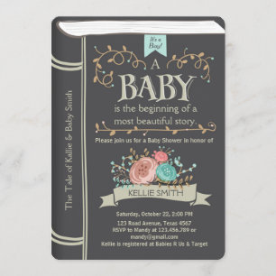 Vintage Storybook Babyduschinbjudan pojke Inbjudningar