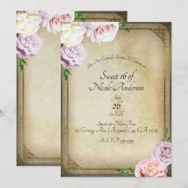 Vintage Storybook Elegant Blommig Sweet 16-fest Inbjudningar
