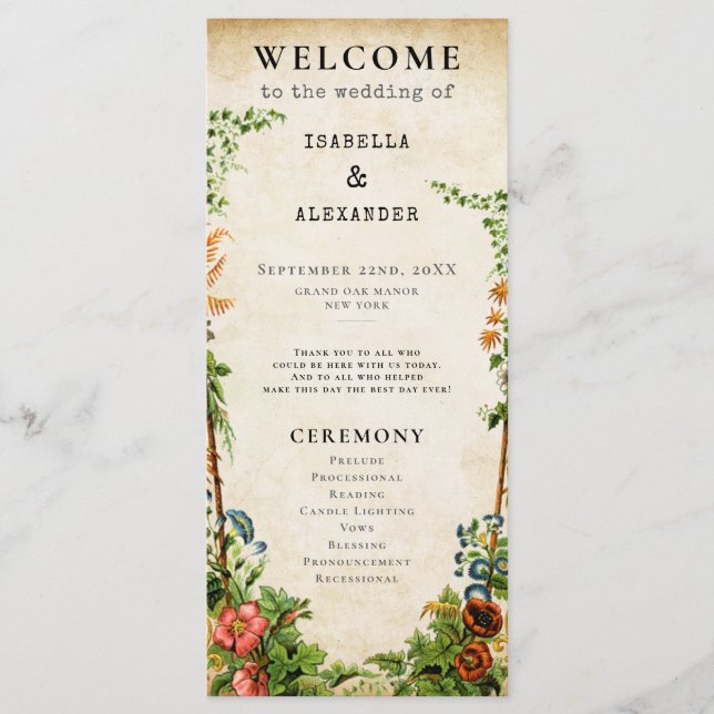 Vintage Storybook Elegant Garden Program (Framsida)