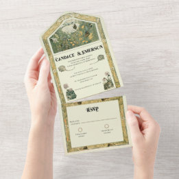 Vintage Storybook Forest Allt i en bröllopsinbjuda