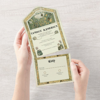 Vintage Storybook Forest Allt i en bröllopsinbjuda