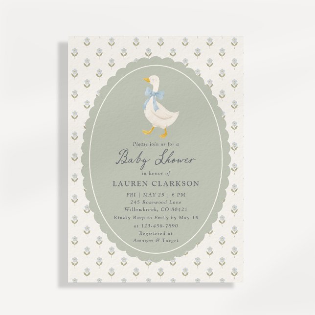 Vintage Storybook Goose Baby Shower Invitation Inbjudningar (Skapare uppladdad)