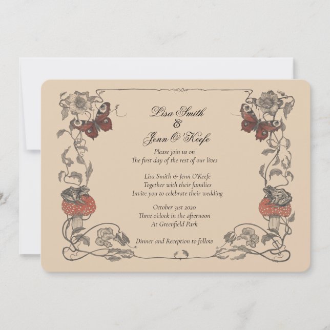 Vintage Storybook Mushroom Wedding-inbjudan Inbjudningar (Framsida)