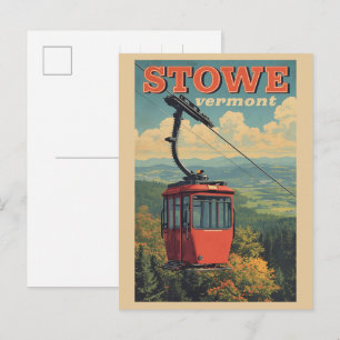 Vintage Stowe, VT utomhus vinterleder skidbackar Vykort