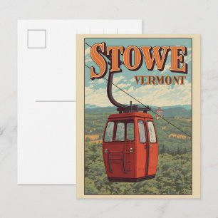 Vintage Stowe, VT utomhus vinterleder skidbackar  Vykort