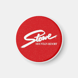 Vintage Stowe, VT utomhus vinternutsspår skidbacka Magnet