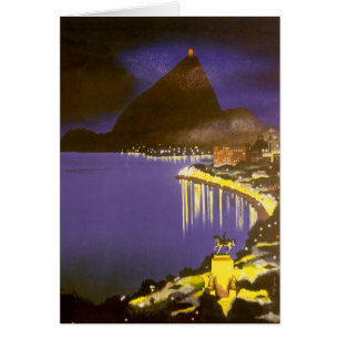Vintage strand på natten i Rio De Janeiro, Brasili Hälsningskort