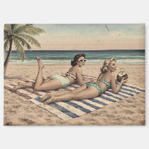 Vintage strand pinup konsttryck | Retro bikini-fli