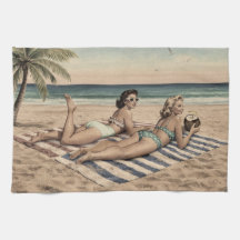 Vintage strand pinup konsttryck | Retro-bikiniflic