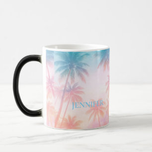 Vintage strand solnedgång palmer Pastell           Magisk Mugg