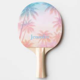 Vintage strand solnedgång palmer Pastell           Pingisracket