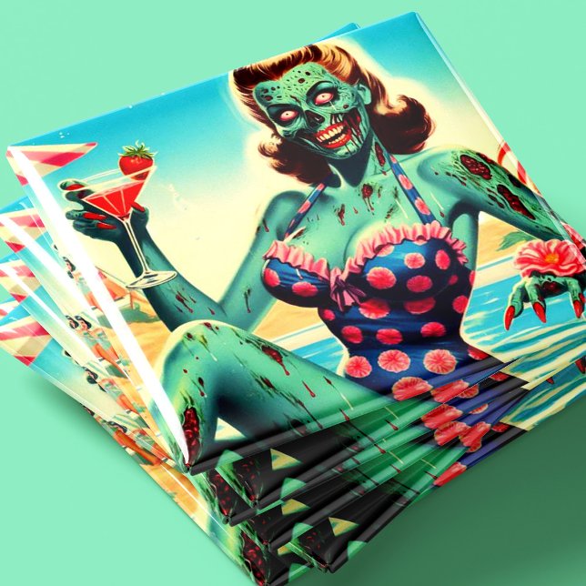Vintage Strand Zombie Pin-up Magnet (Skapare uppladdad)