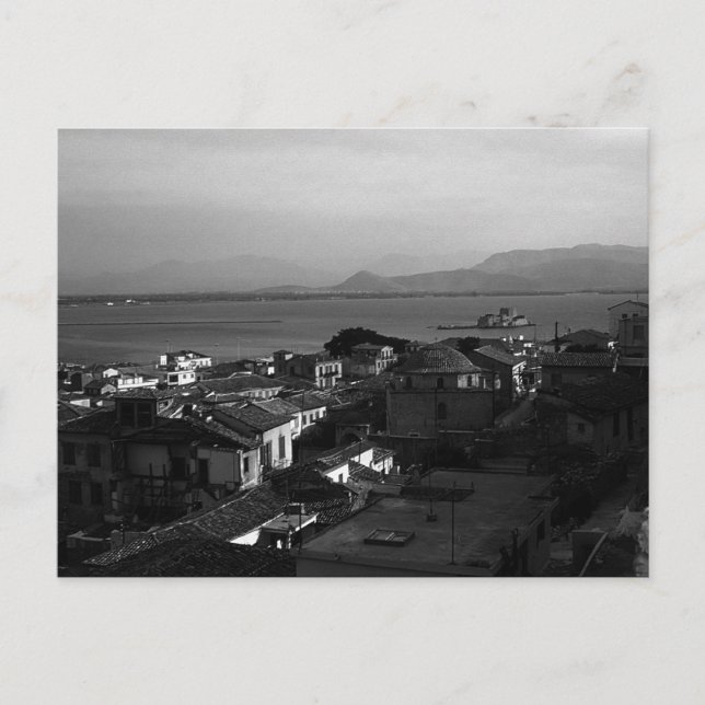Vintage: stranden Nafplion i Grekland Vykort (Framsida)