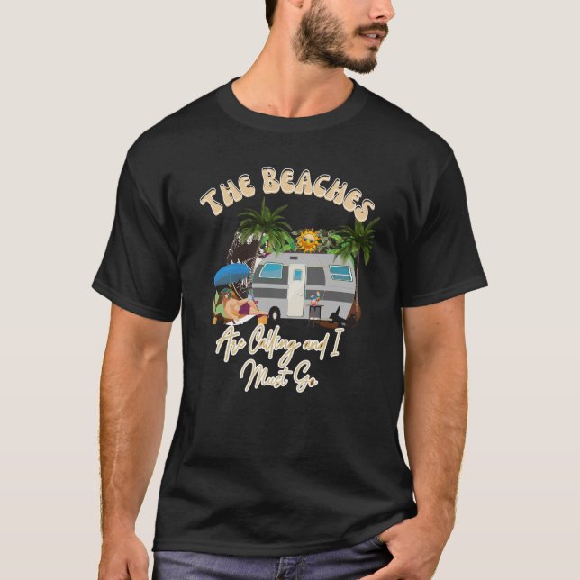 Vintage stränder kallar t shirt (Framsida)