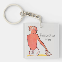 Vintage strandflicka med sommarsäsongsbunden elega
