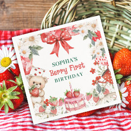 Vintage Strawberry Berry First Birthday  Pappersservett