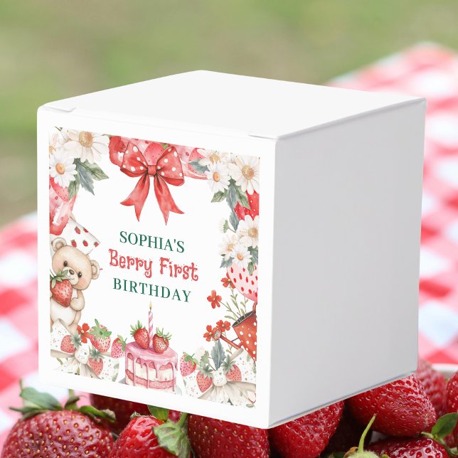 Vintage Strawberry Berry First Birthday  Presentaskar (Skapare uppladdad)