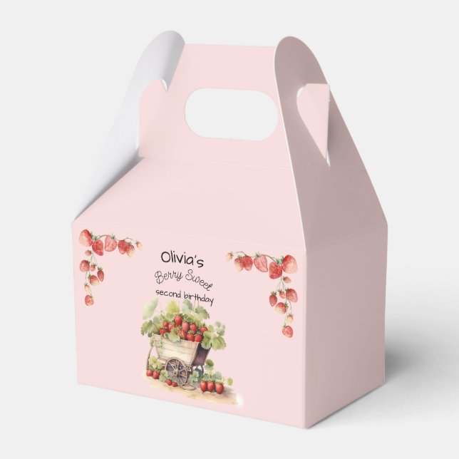 Vintage Strawberry Berry Sweet Födelsedagsfest Presentaskar (Framsidan Sidan)