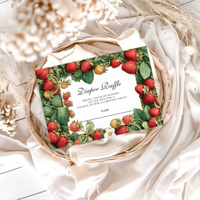 Vintage Strawberry Cottag Diapper Raffle Enclosure Tilläggskort (Skapare uppladdad)