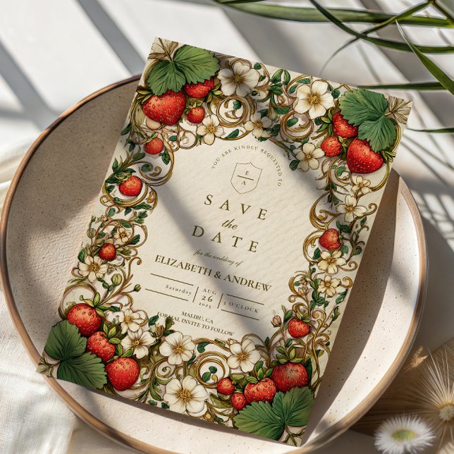 Vintage Strawberry Garden Wedding Spara Datumet (Skapare uppladdad)