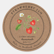 Vintage Strawberry Sylt Kraft papper Canning etike