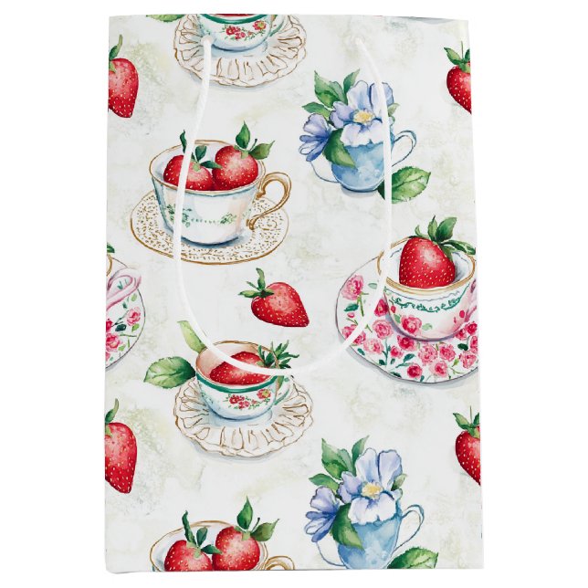 Vintage Strawberry Tekopp Blommönster (Framsidan)