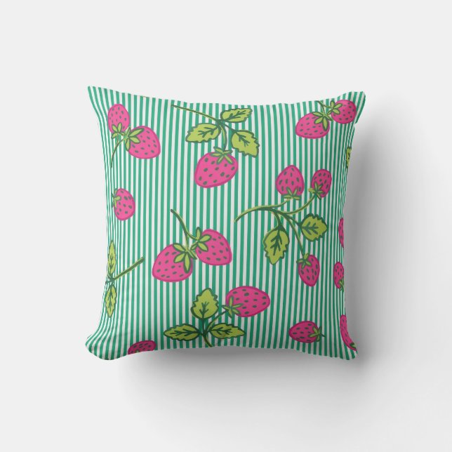 Vintage strawberry throw pillow  kudde (Framsida)