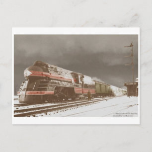 Vintage Streamline Steam Locomotive Postcard Vykort