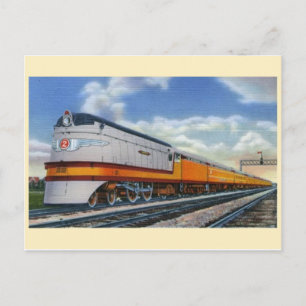 Vintage Streamline Steam Locomotive Postcard Vykort