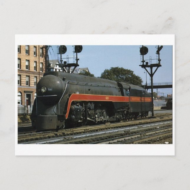 Vintage Streamline Steam Locomotive Postcard Vykort (Framsida)