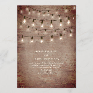 Vintage String Light Industrial Brick Virtuell Inbjudningar