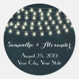 Vintage String Ljus Bröllop kuvertförsegling/favor Runt Klistermärke